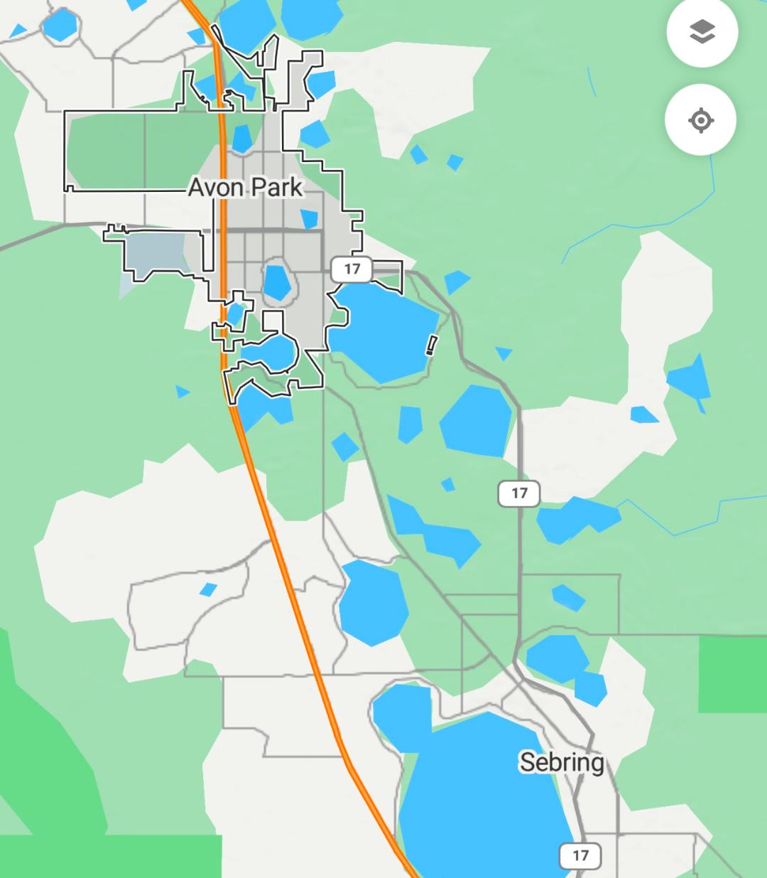 Map of Avon Park and Sebring Florida